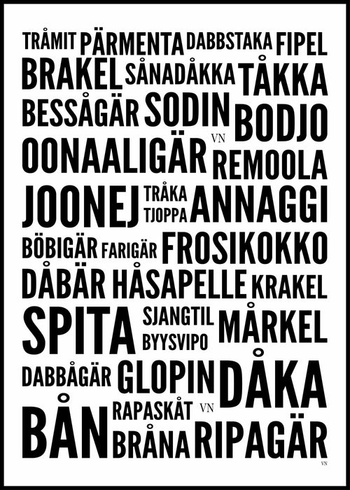 Affisch: Västnyländska dialektord